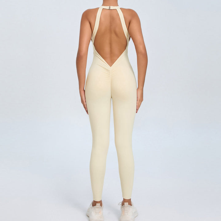 Back Buckle Yoga Jumpsuit Women Peach Hip Backless Sports Quick Drying One Piece Fitness Jumpsuit