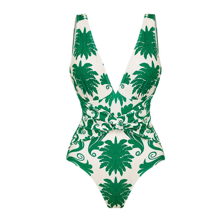 Swimsuit V neck Floral One Piece Swimsuit Women Skirt Average Size None