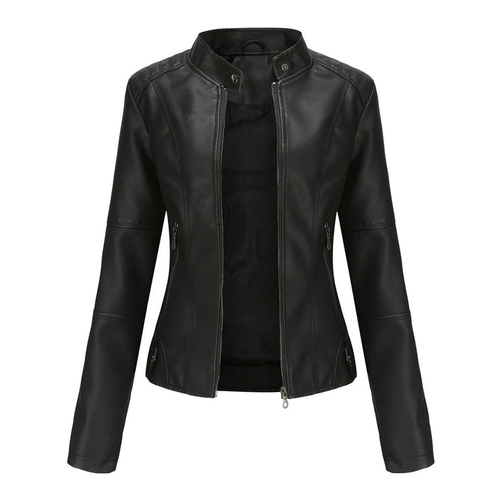 Women Jacket Women Slim Jacket Thin Spring Autumn Coat Women Motorcycle Clothing Stand Collar Faux Leather