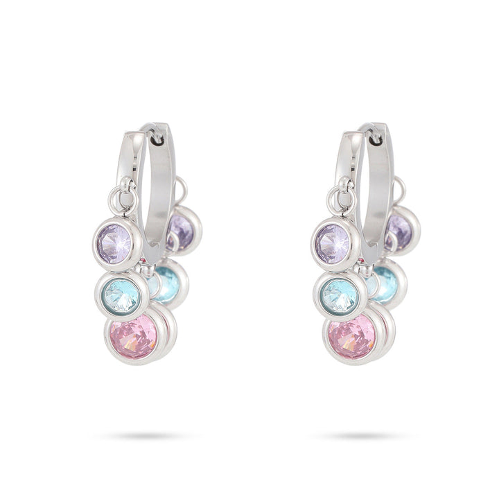 18K Vacuum Gold Plated round Diamond Stainless Steel Earrings for Women Affordable Luxury Colorful Crystals Titanium Steel Earrings Women