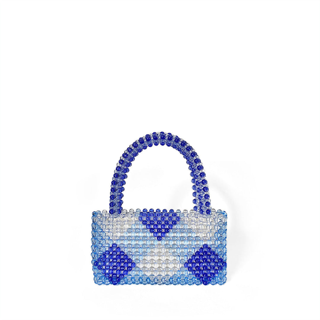 Special Interest Design Diamond Patterns Cute Woven Contrast Color Beads Bag All Match Small Square Bag Handbag
