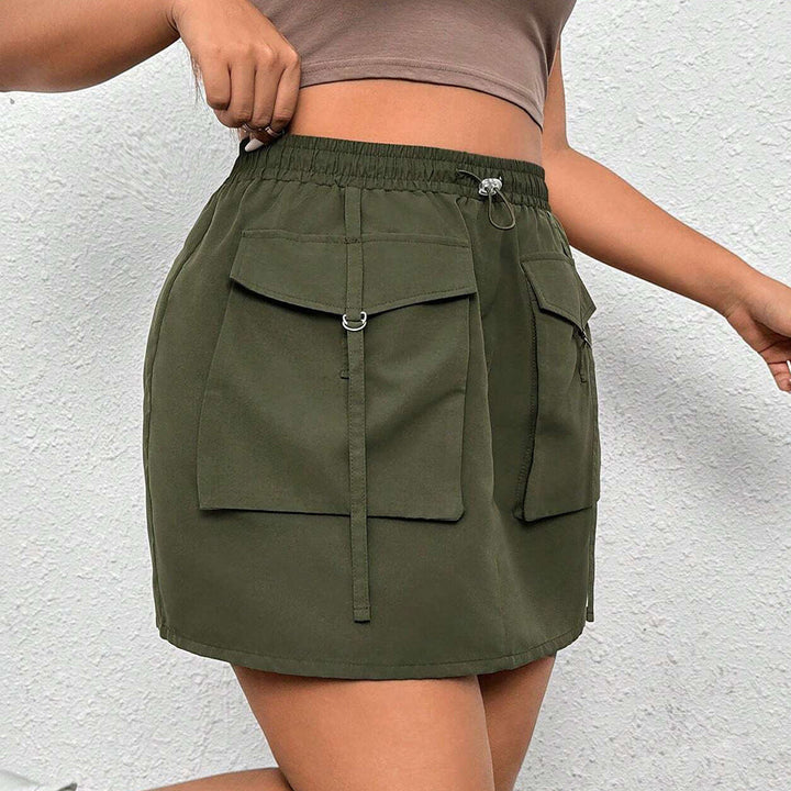 Plus Size Women Clothes Autumn Winter Street Elastic Waist A line Skirt