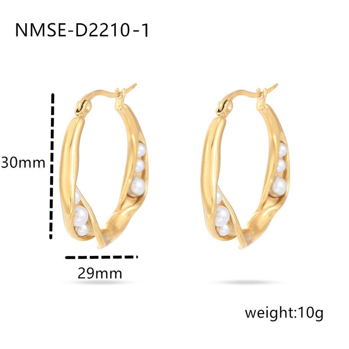 Pearl Stainless Steel Earrings Special Interest All Matching Titanium Steel Women Accessories