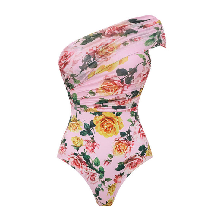 Swimsuit Pink Floral Sweet Seaside Vacation Swimsuit Women