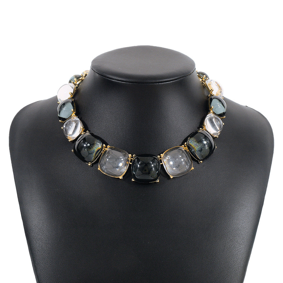 Ornament Personality Magazine Alloy Rhinestone Necklace Earrings for Women
