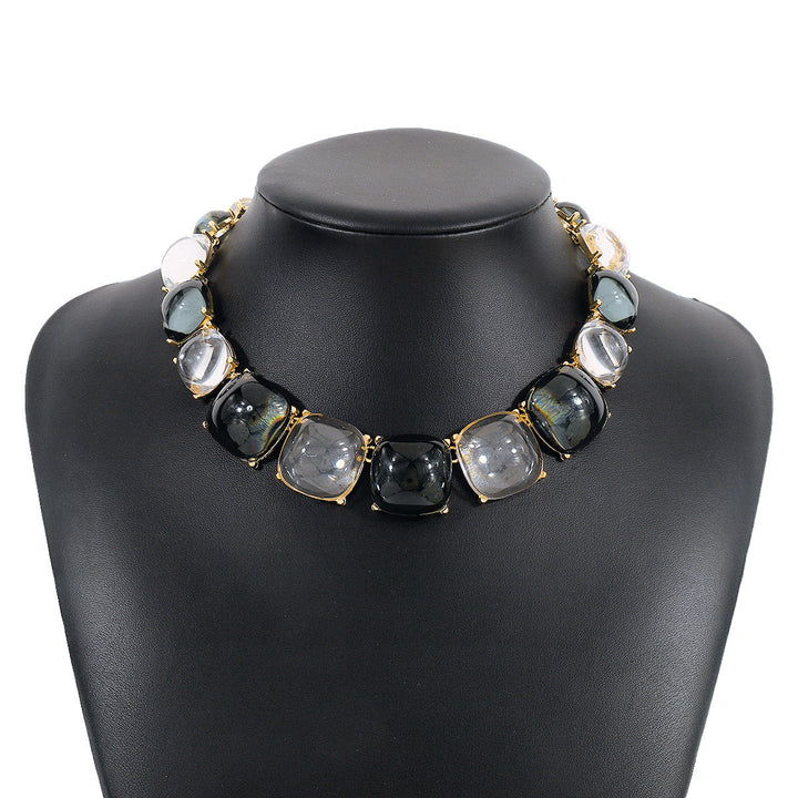 Ornament Personality Magazine Alloy Rhinestone Necklace Earrings for Women
