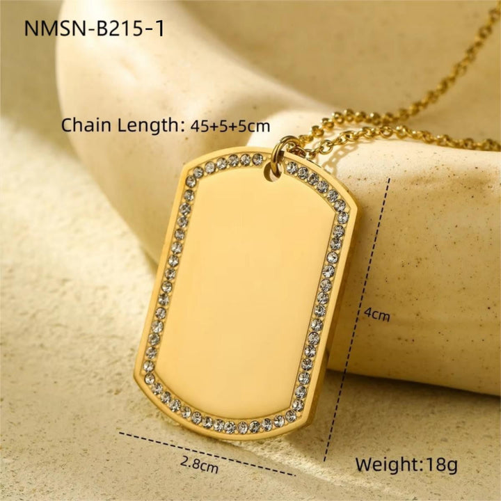 Geometric Abstract round Heart Inlaid with Diamond Titanium Steel Necklace Light Luxury Minority High Grade Stainless Steel Necklace for Women