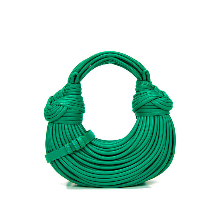 Hand Woven Faux Leather Portable Crescent Women Bag Knotted Noodles Bag Hand Carrying Cloud Underarm Bag