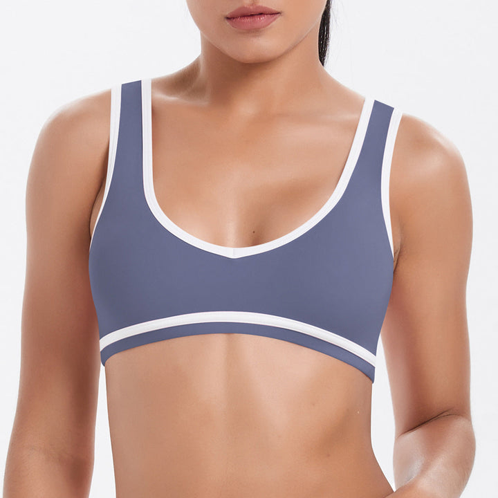 Tight Nude Feel Contrast Color Sports Back Shaping Women Backless Yoga Bra Tennis Workout Clothes Outer Wear Sports Top