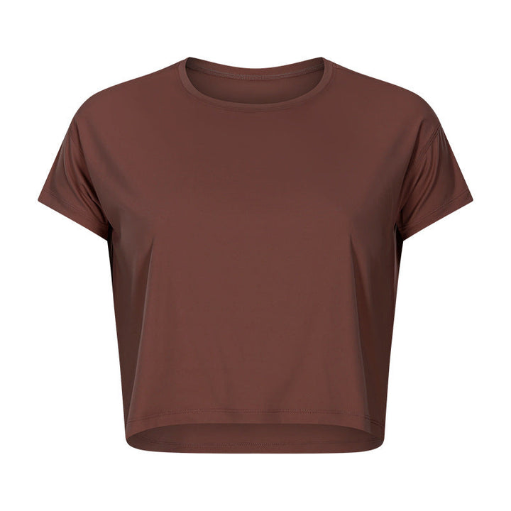 Sexy Cropped Yoga T shirt Women Quick Drying Loose Breathable Outdoor Sports Workout Clothes