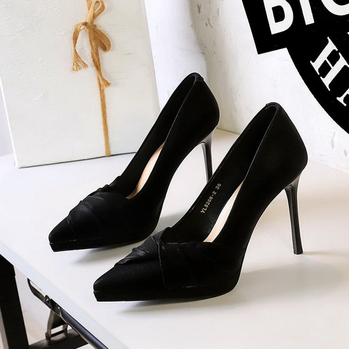 Sexy Party High Heels Stiletto Heel Pointed Toe Waterproof Platform Bow Pumps Women Shoes