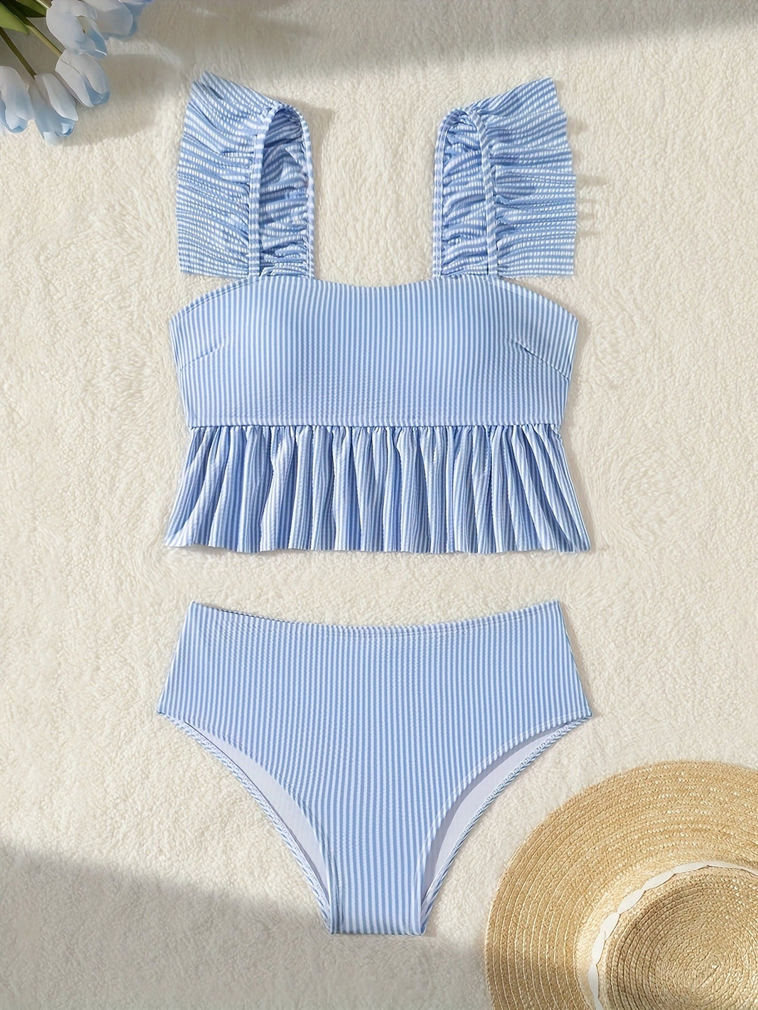 Split Striped Slim Fit Slimming Swimsuit Women Springs Conservative Sexy