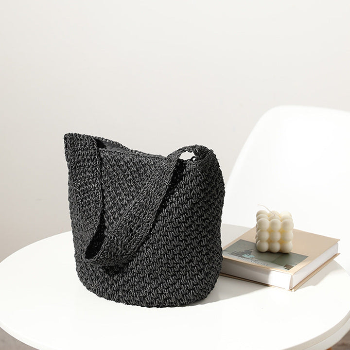 Hand Woven Bag Woven Bag Straw Bag Woven Bag Bucket Bag Seaside Vacation Beach Bag