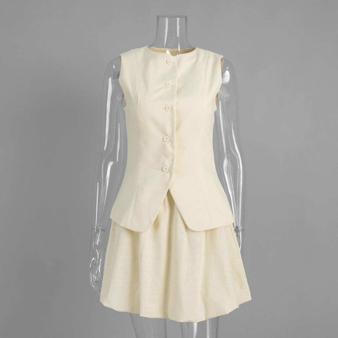 Vest Skirt Summer Sweet Vest Bud Skirt Two Piece Sets