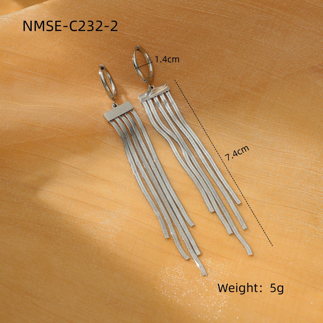 Tassel Pearl Titanium Steel Earrings Women Light Luxury High Grade Diamond Embedded Non Fading Stainless Steel Eardrop