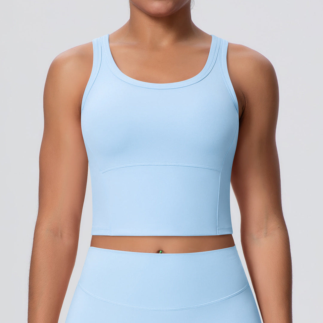 Solid Color Nude Feel Skin Friendly Yoga Jacket with Chest Pad Workout Bra Beauty Back Fitness Vest Sports Underwear for Women