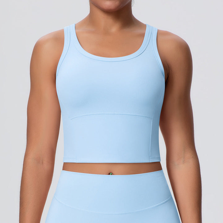 Solid Color Nude Feel Skin Friendly Yoga Jacket with Chest Pad Workout Bra Beauty Back Fitness Vest Sports Underwear for Women