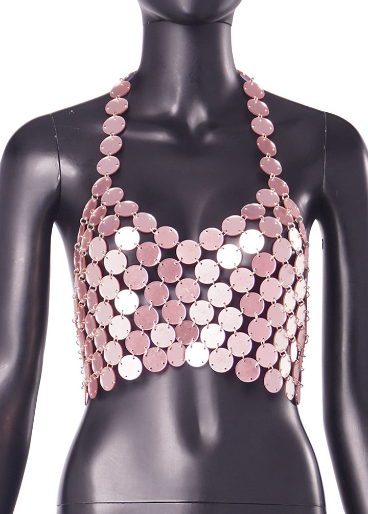 Summer Jewelry Punk Sexy Hand Stitching Acrylic Camisole
