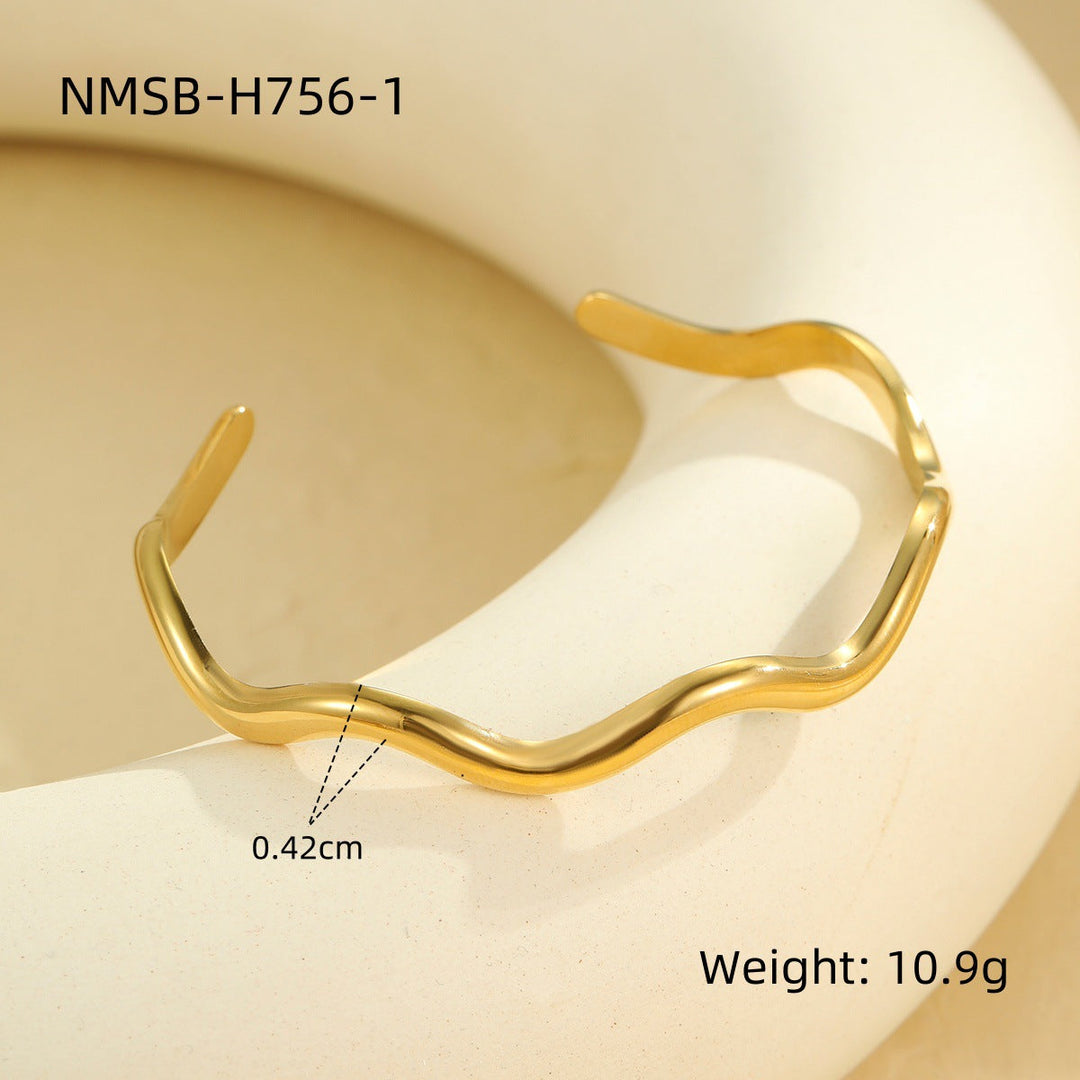Geometry Pattern Semicircle Hollow Out Cutout Bracelet Static Luxury Exaggerated Personalized Cold Opening Bracelet