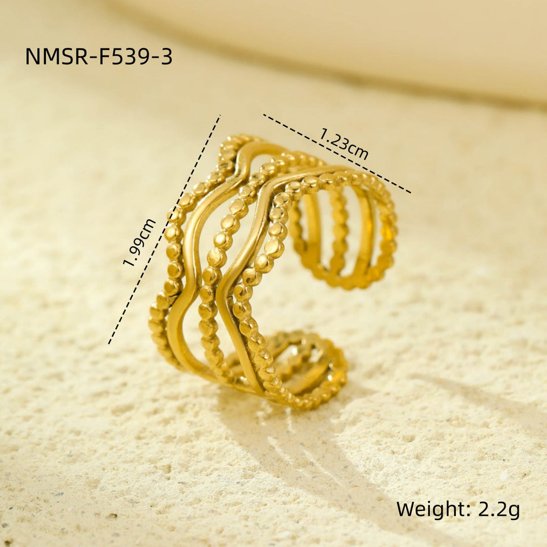 Stainless Steel Open Ring Multi Layer Geometric Abstract Hollow Out Cutout All Match Earrings Accessories
