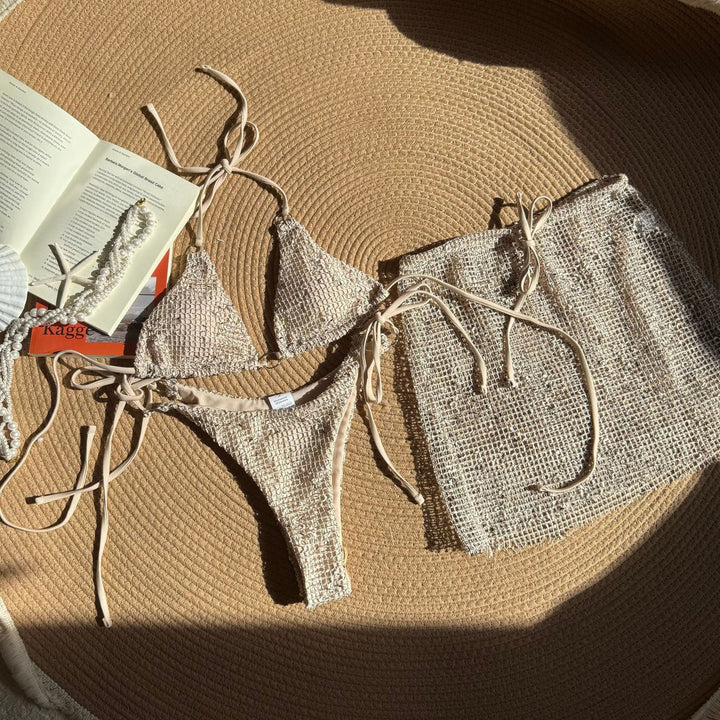 Special Mesh Three Piece Swimsuit Sexy Lace up Swimsuit Bikini