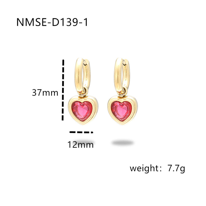 Love Titanium Steel Earrings Women Affordable Luxury Inlaid Color Diamond 18K Gold Stainless Steel Eardrop