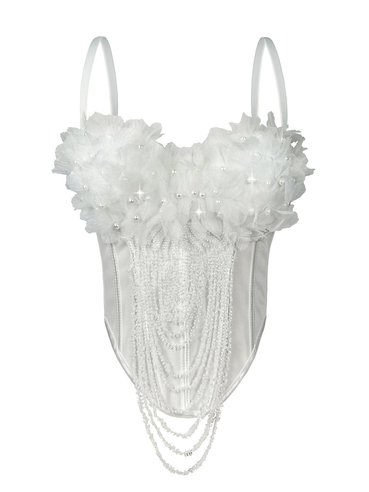 Arrival Handmade Floral Tassel Suspender Vest Sexy Backless Tube Top Outer Wear Boning Corset Corset Body Shaping