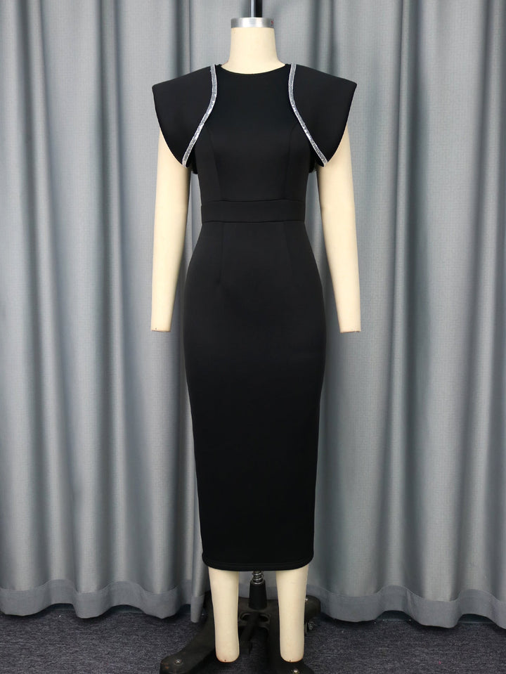 Crew Neck Dress Cocktail High Waist Slim Fit Slit Elegant Evening Dress Party Dress