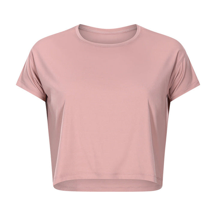 Sexy Cropped Yoga T shirt Women Quick Drying Loose Breathable Outdoor Sports Workout Clothes