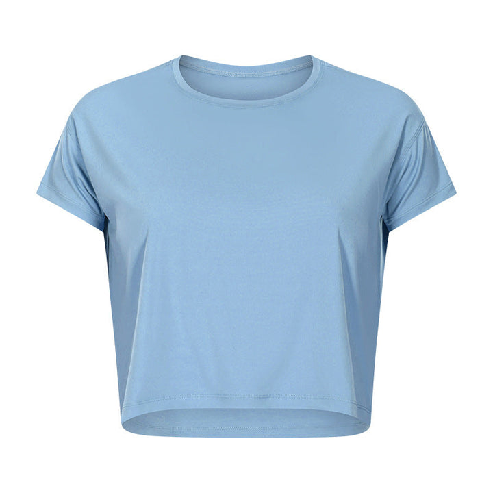 Sexy Cropped Yoga T shirt Women Quick Drying Loose Breathable Outdoor Sports Workout Clothes