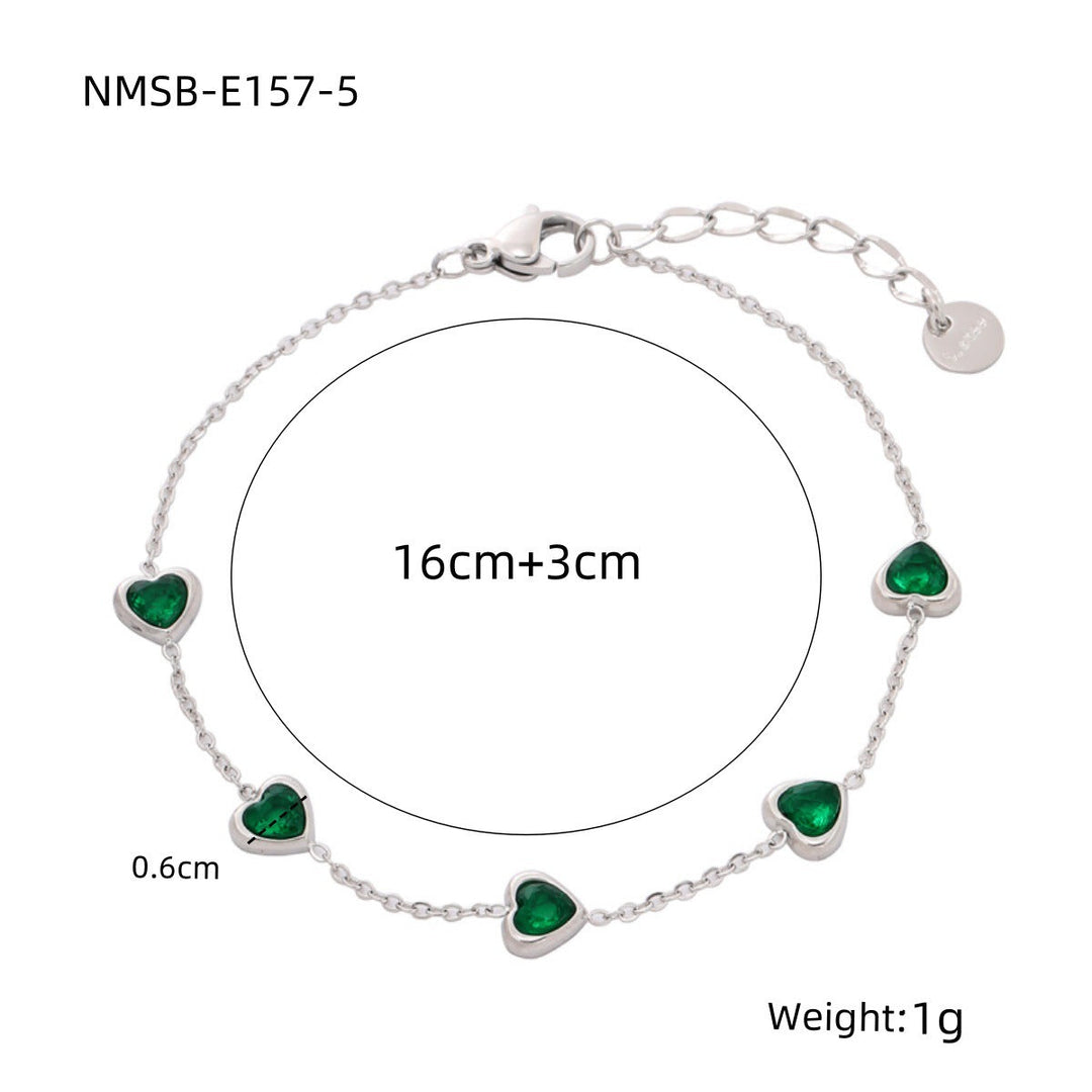 Loving Heart Zircon Stainless Steel Bracelet Special Interest Design Light Luxury All Match High Grade Women Bracelet
