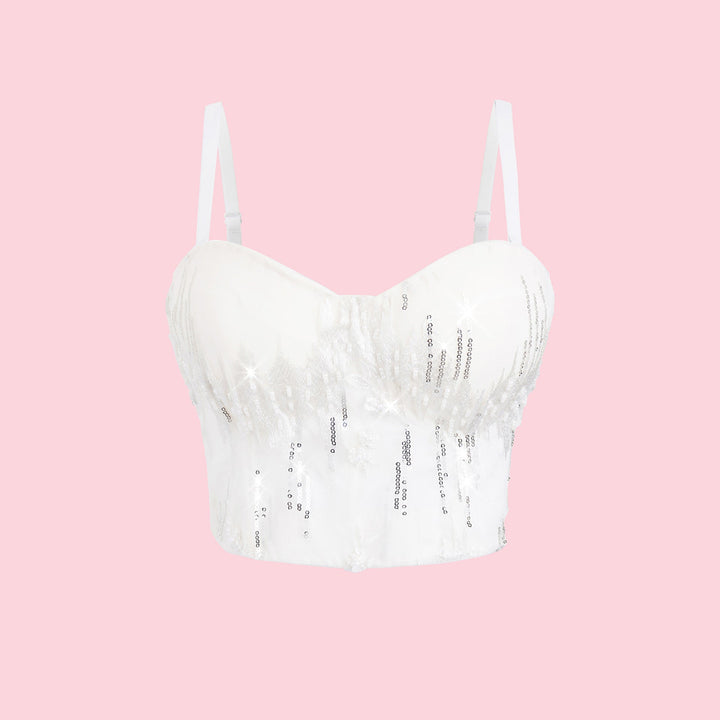 Wants Sexy Sequin Sling Underwear Padded One Piece Chest Wrapped Vest Sexy