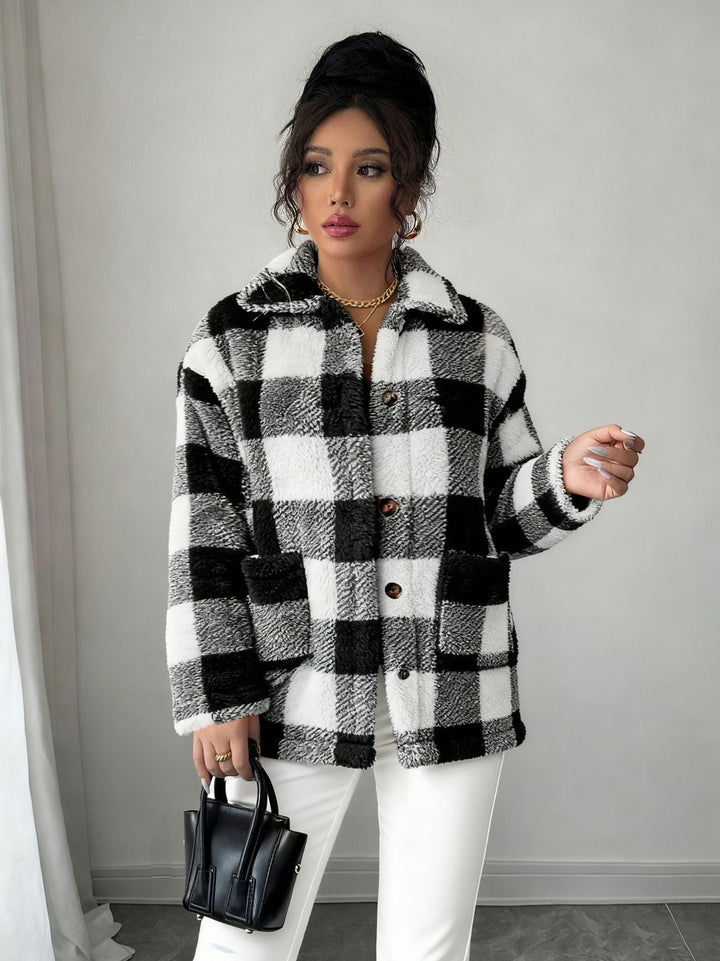 Niche Office Women High Grade Coat Shoulder Small Black White Women Coat