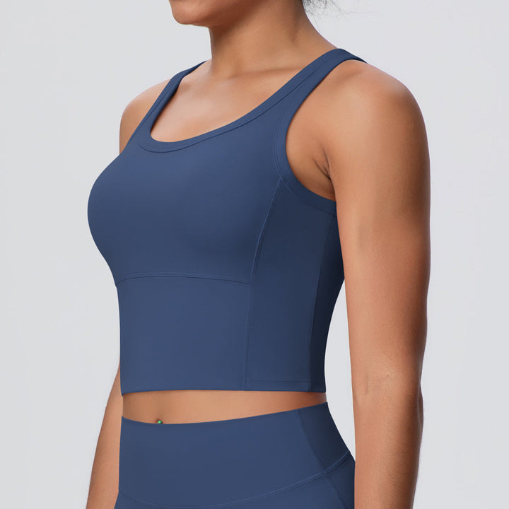 Solid Color Nude Feel Skin Friendly Yoga Jacket with Chest Pad Workout Bra Beauty Back Fitness Vest Sports Underwear for Women