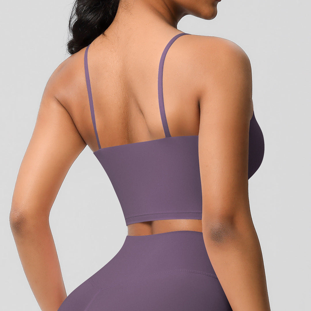 Yoga Jacket Sports Solid Color Underwear with Chest Pad Thin Strap Beauty Back Fitness Vest Camisole Yoga Clothes