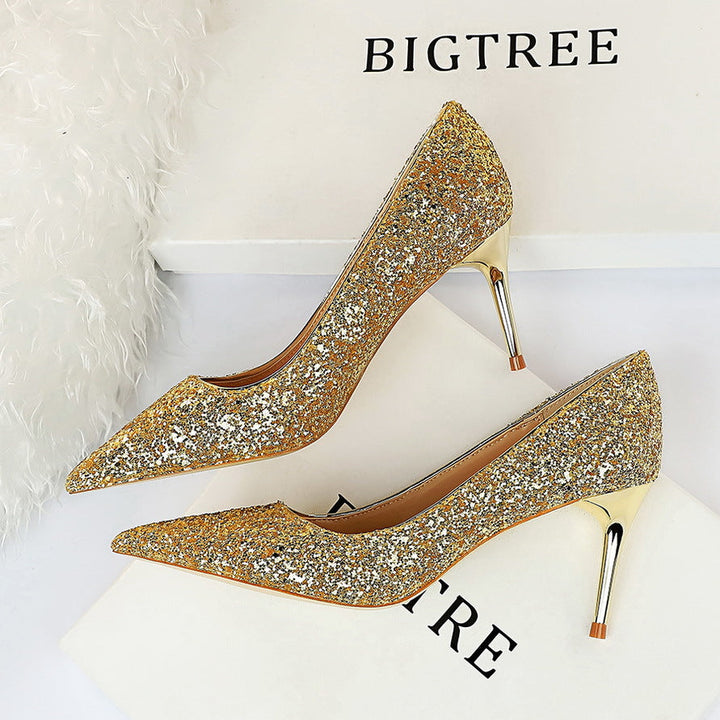 Sexy Nightclubs Thinner High Heels Women Shoes Stiletto Heel Sparkle Sequ Pumps