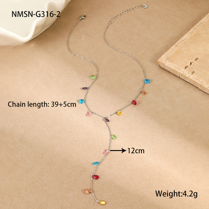 Tassel Y Chain Stainless Steel Necklace 18K Gold Plating Titanium Steel Necklace