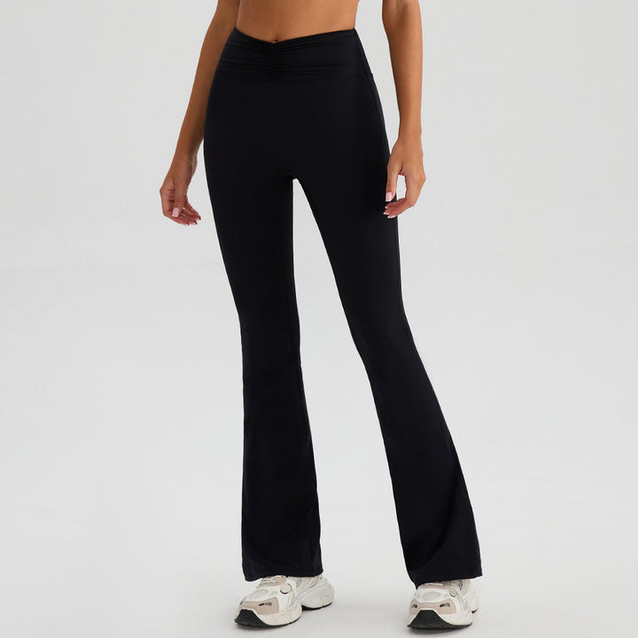Nude Feel High Waist Hip Lift Yoga Pants Bell Bottom Pants Running Fitness Pants Slimming Tight Breathable Sports Pants