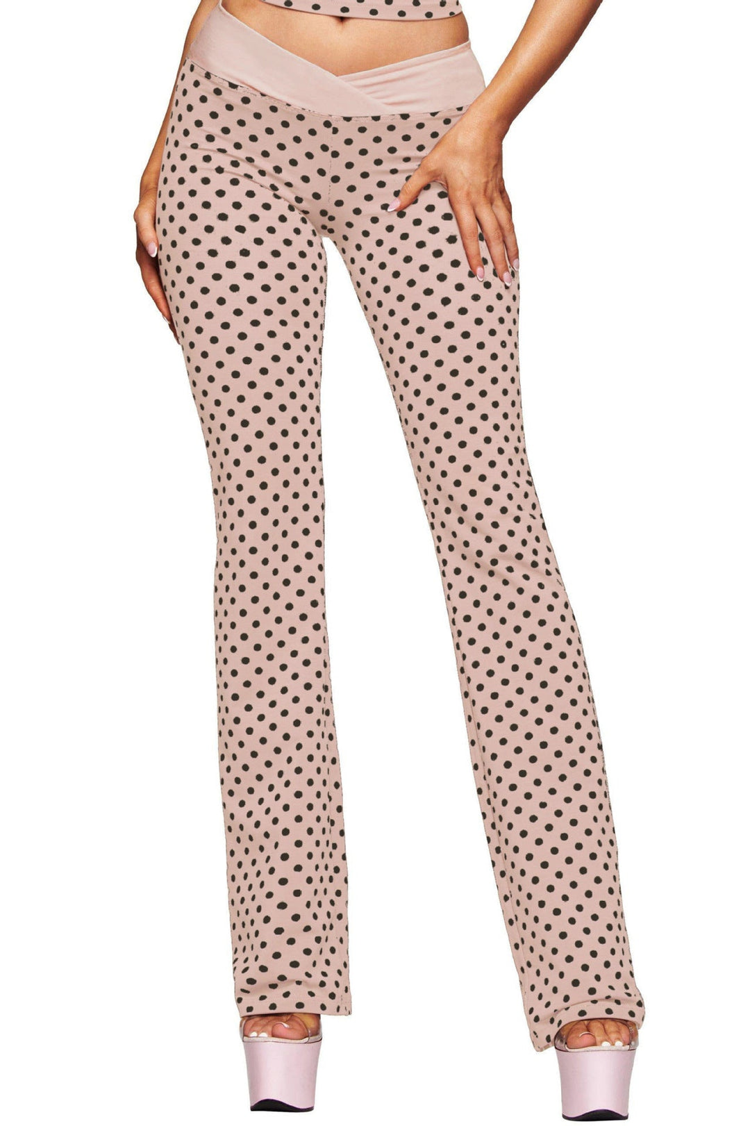 Halter Polka Dot Vest Pants Bell Bottom Pants Backless Bra Fitness Clothes Sportswear Yoga Set