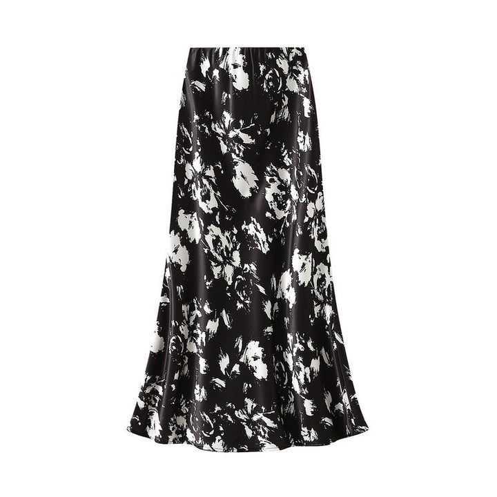 Printed Fishtail Skirt Women Summer Thin Elegant Slim Fit Slimming Hip Wrapped Dress