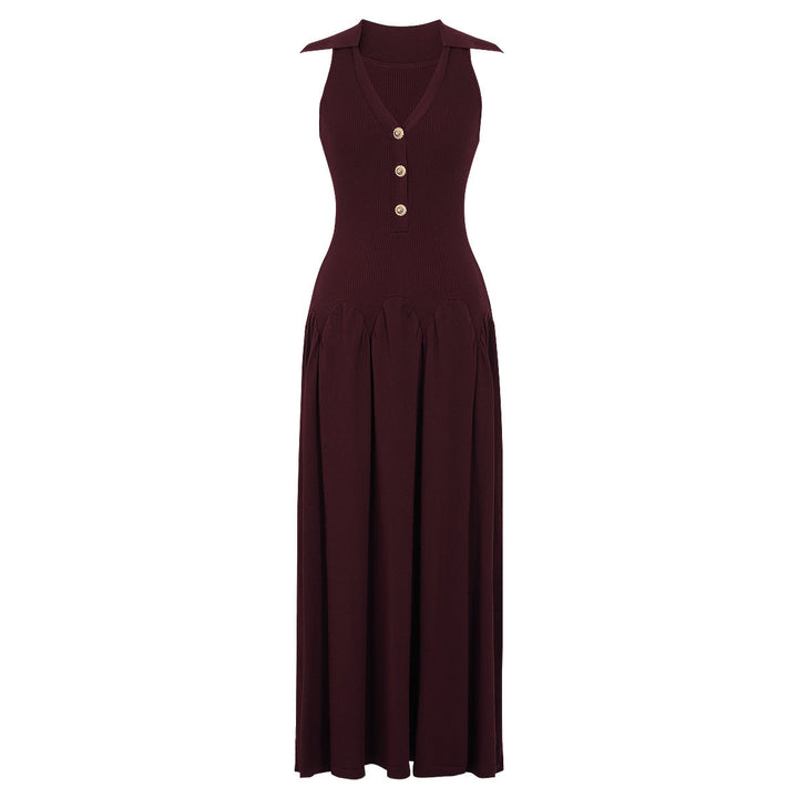 Summer Sleeveless Slim Fit Long Knitted Dress V neck Lady Maxi Dress