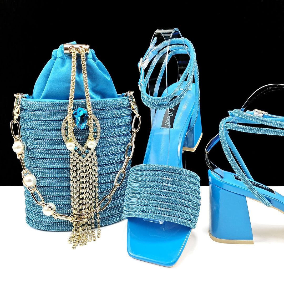 Women Shoes Bags Two Piece Sets Tassel Decorative Ankle Strap Simple Elegant Cocktail Or Daily