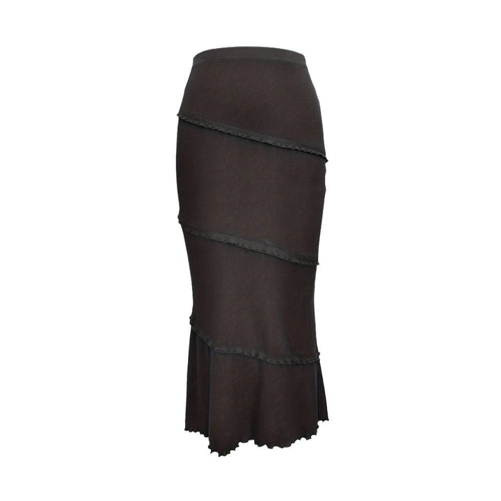 Skirt Black Autumn Winter Women Clothing Solid Color Multi Layer Stitching Wooden Ear Knitted Fishtail Skirt Step by Step Lotus
