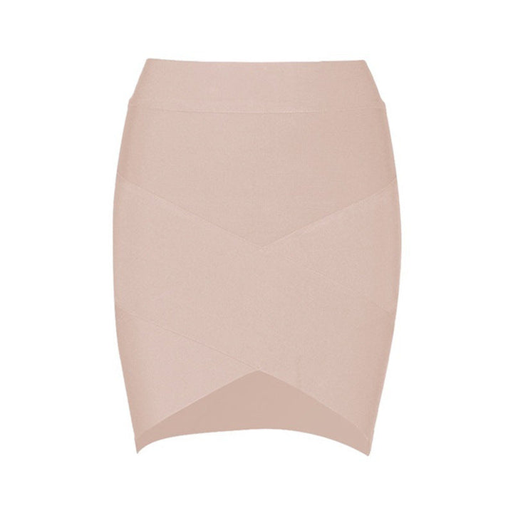 Sexy Cross Skirt Solid Color All Matching High Waist Bandage Hip Skirt Knitted Stretch Nightclub Party Skirt