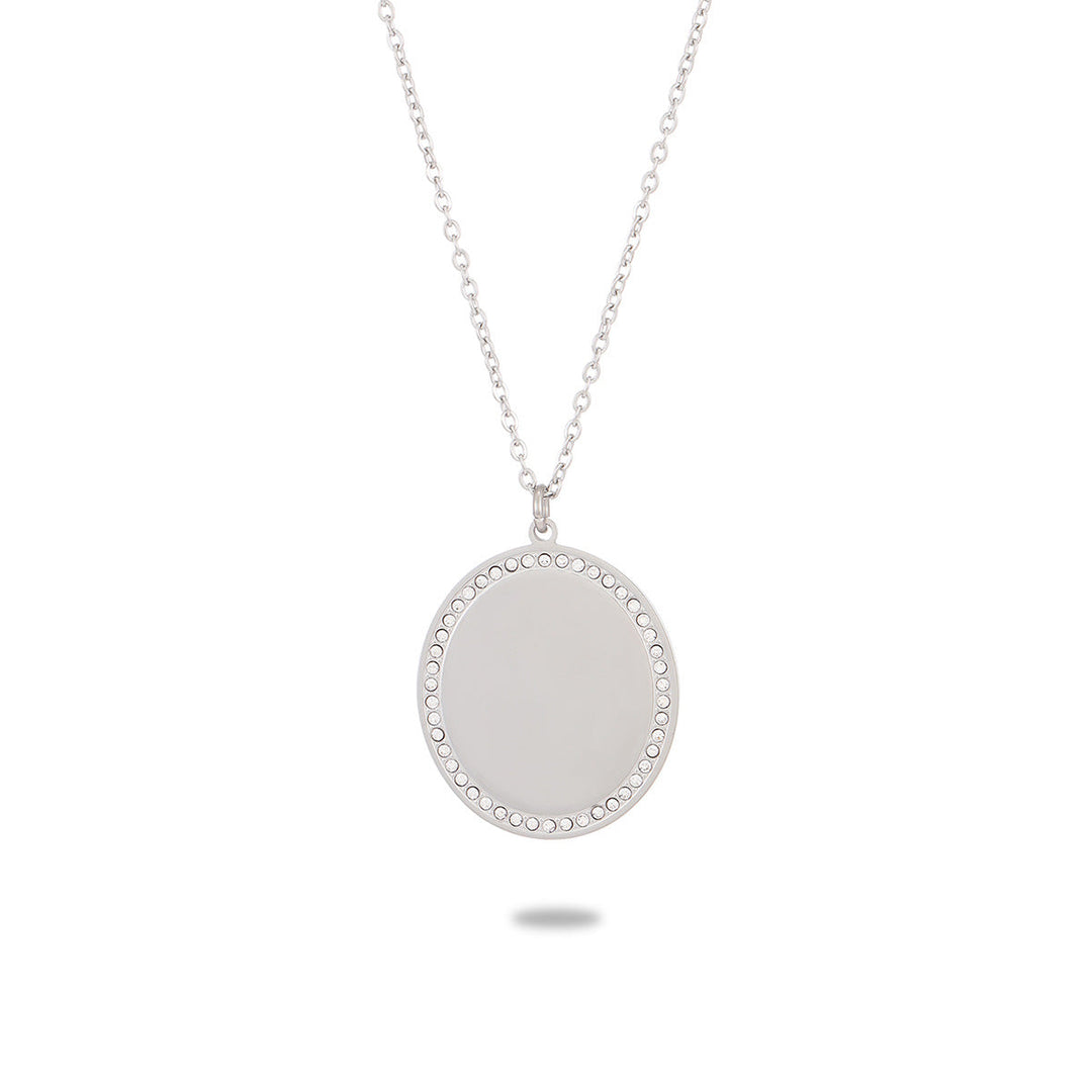 Lettering Private Exclusive Stainless Steel Necklace Special Interest Inlaid Zircon Titanium Steel Embellished
