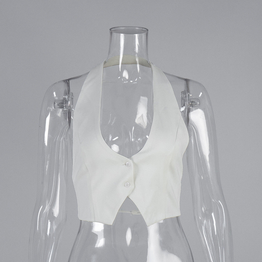 Short Halterneck Vest Spring Summer Sexy Sexy Backless Underwaist Women