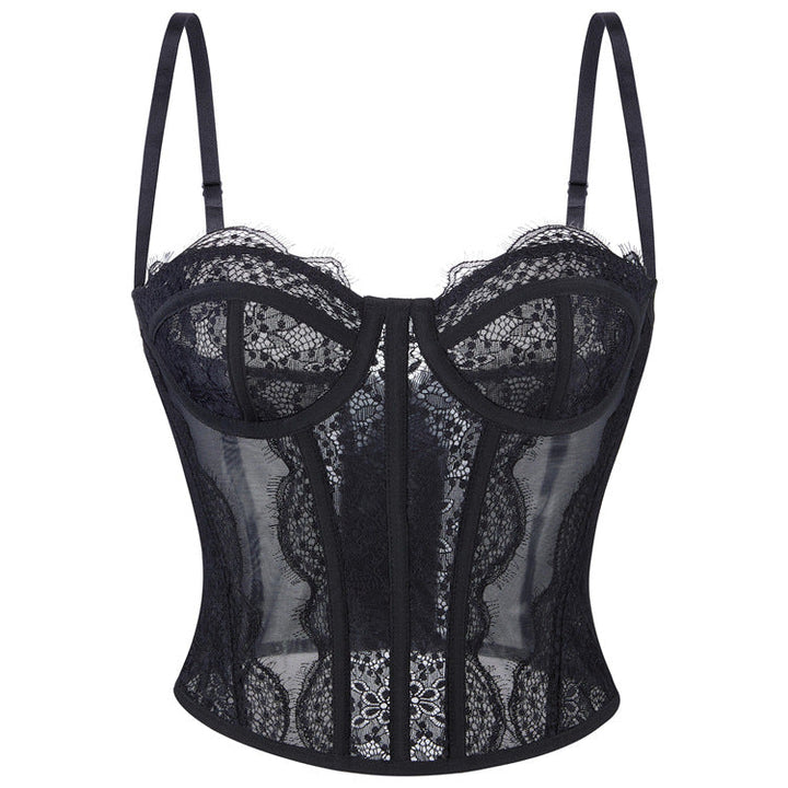 Sexy Lace Camisole Women Summer Outerwear Top Bra with Braces Breast Pad Tube Top