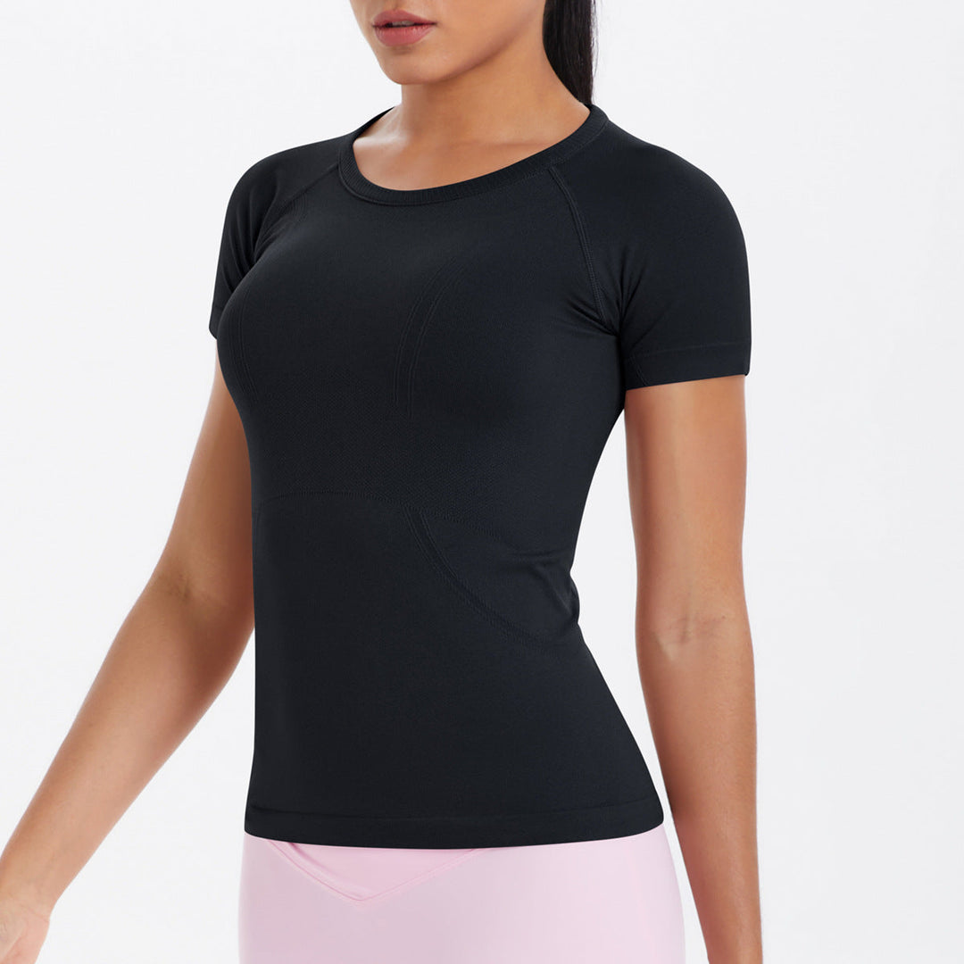 Women Short Sleeve round Neck Exercise T shirt Running Fitness Top Skin Friendly Slim Breathable Yoga Short Sleeve