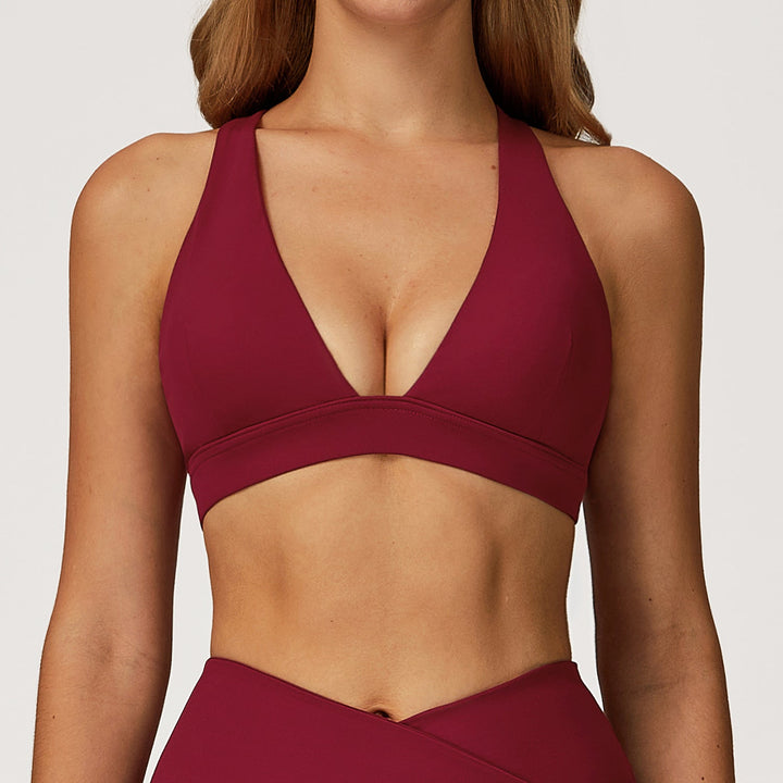 Nude Feel Yoga Bra Cross Beauty Back High Sense Sports Bra Women Running Workout Exercise Underwear