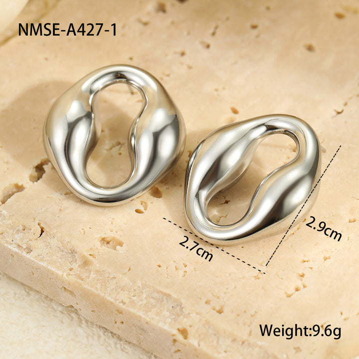 Stainless Steel Earrings Non Fading Design Ring round Beads Earrings Eardrops